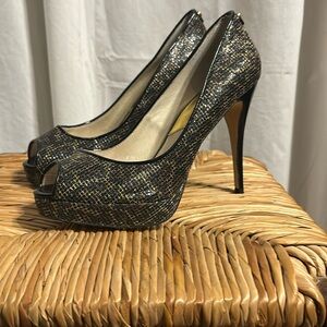 Michael Kors Glittery Peep-Toe Heels